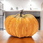 Set of Two Orange And Yellow Plastic Pumpkin Thanksgiving Pumpkin Tabletop Sculpture-2