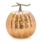 Set of Two Orange And Brown Glass Pumpkin Thanksgiving Pumpkin Tabletop Sculpture with LED-3