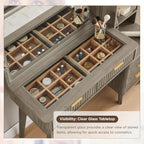 48 Inch Fluted Vanity Desk Large Mirror Panel LED With Adjustable Brightness-3