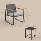 Outdoor Rocking Bistro Set With Cushions And Glass Table-3