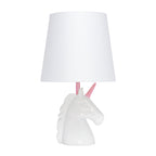16" White And Pink Novelty Table Lamp With White Drum Shade-1