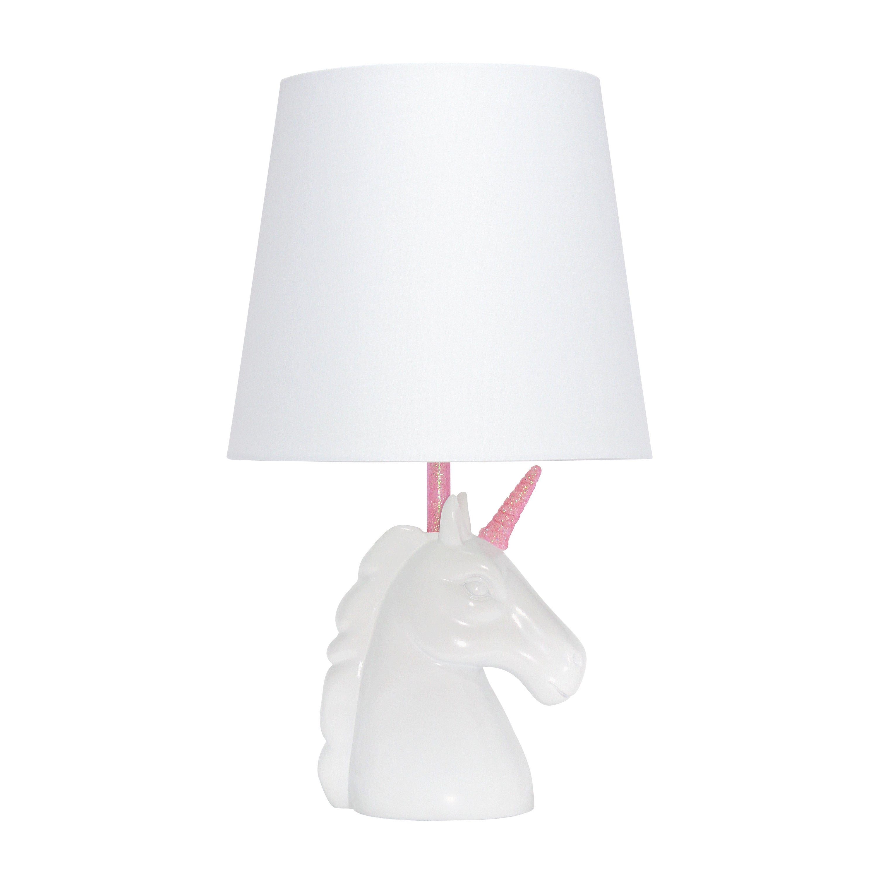 16" White And Pink Novelty Table Lamp With White Drum Shade-1