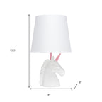 16" White And Pink Novelty Table Lamp With White Drum Shade-3