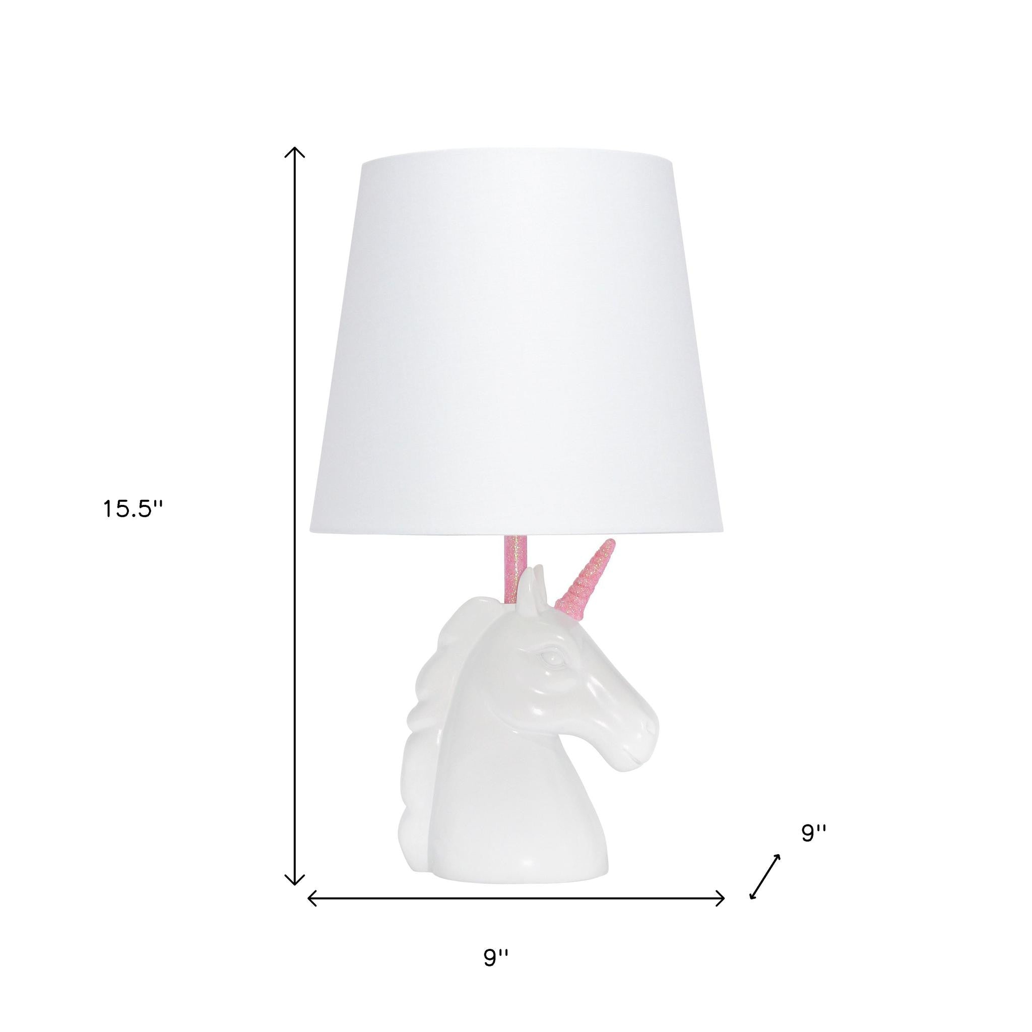 16" White And Pink Novelty Table Lamp With White Drum Shade-3