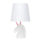 16" White And Pink Novelty Table Lamp With White Drum Shade-2