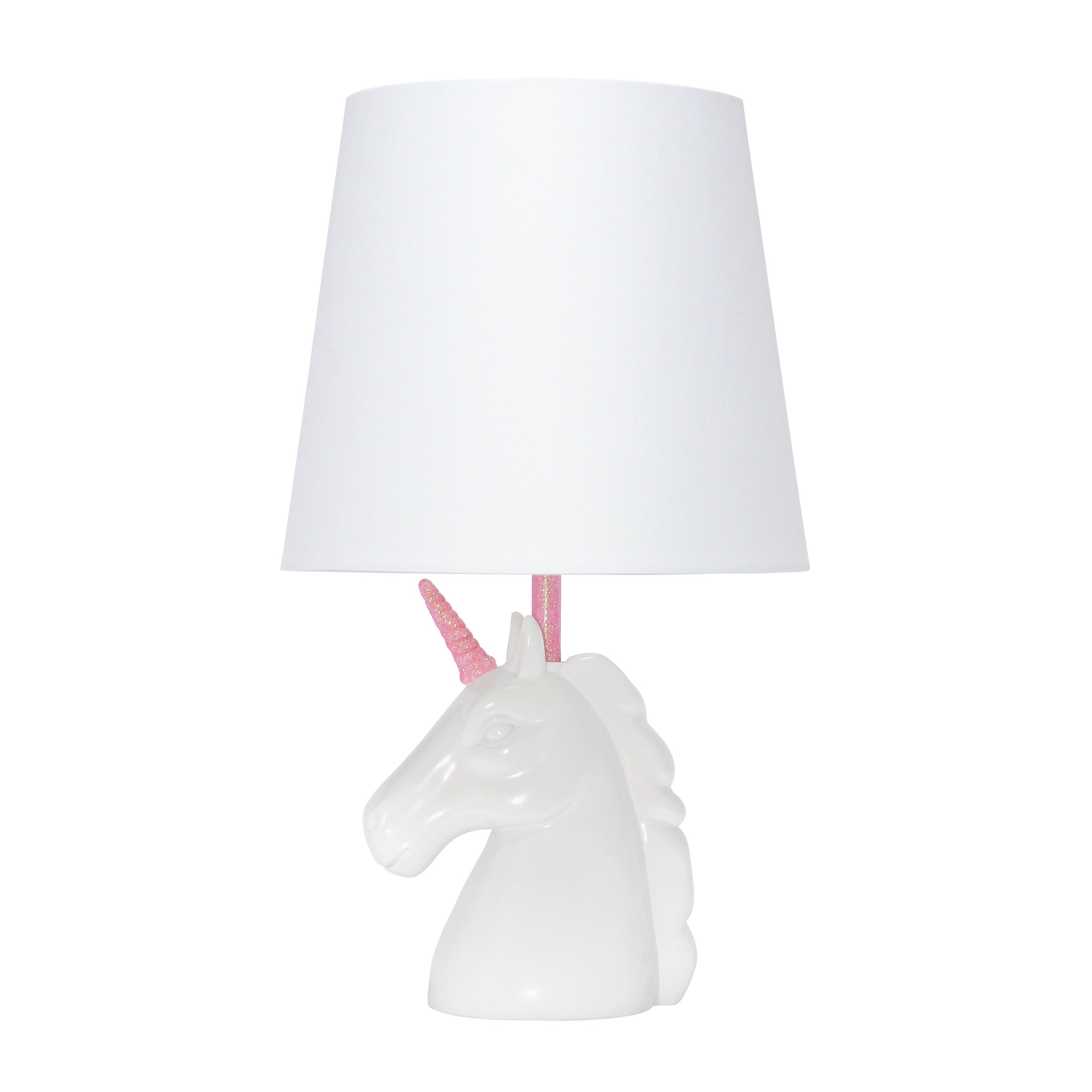 16" White And Pink Novelty Table Lamp With White Drum Shade-2