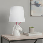 16" White And Pink Novelty Table Lamp With White Drum Shade-0