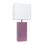 21" Purple Faux Leather Table Lamp LED With White Shade-2