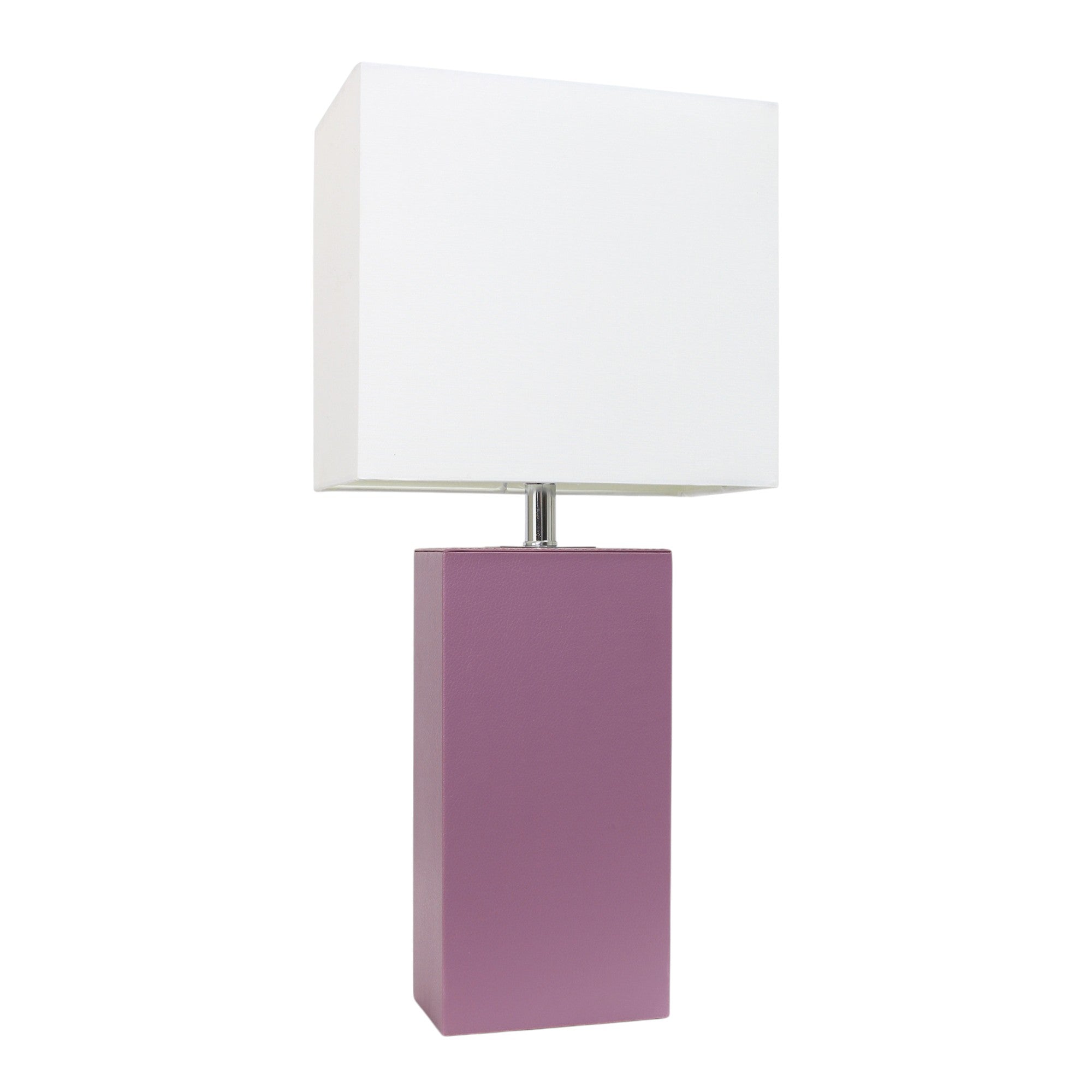 21" Purple Faux Leather Table Lamp LED With White Shade-2