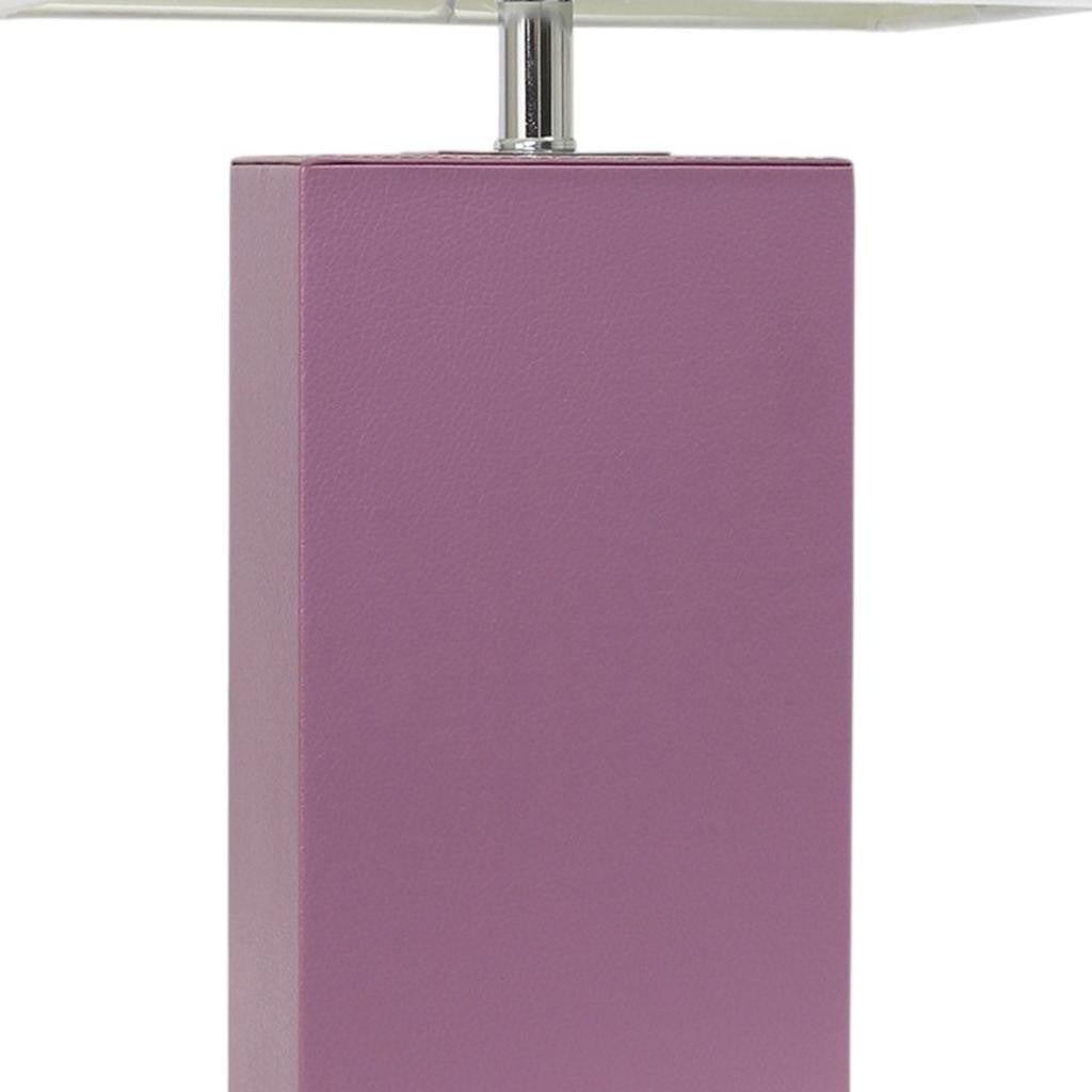 21" Purple Faux Leather Table Lamp LED With White Shade-4