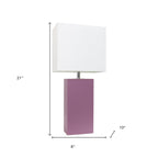 21" Purple Faux Leather Table Lamp LED With White Shade-5