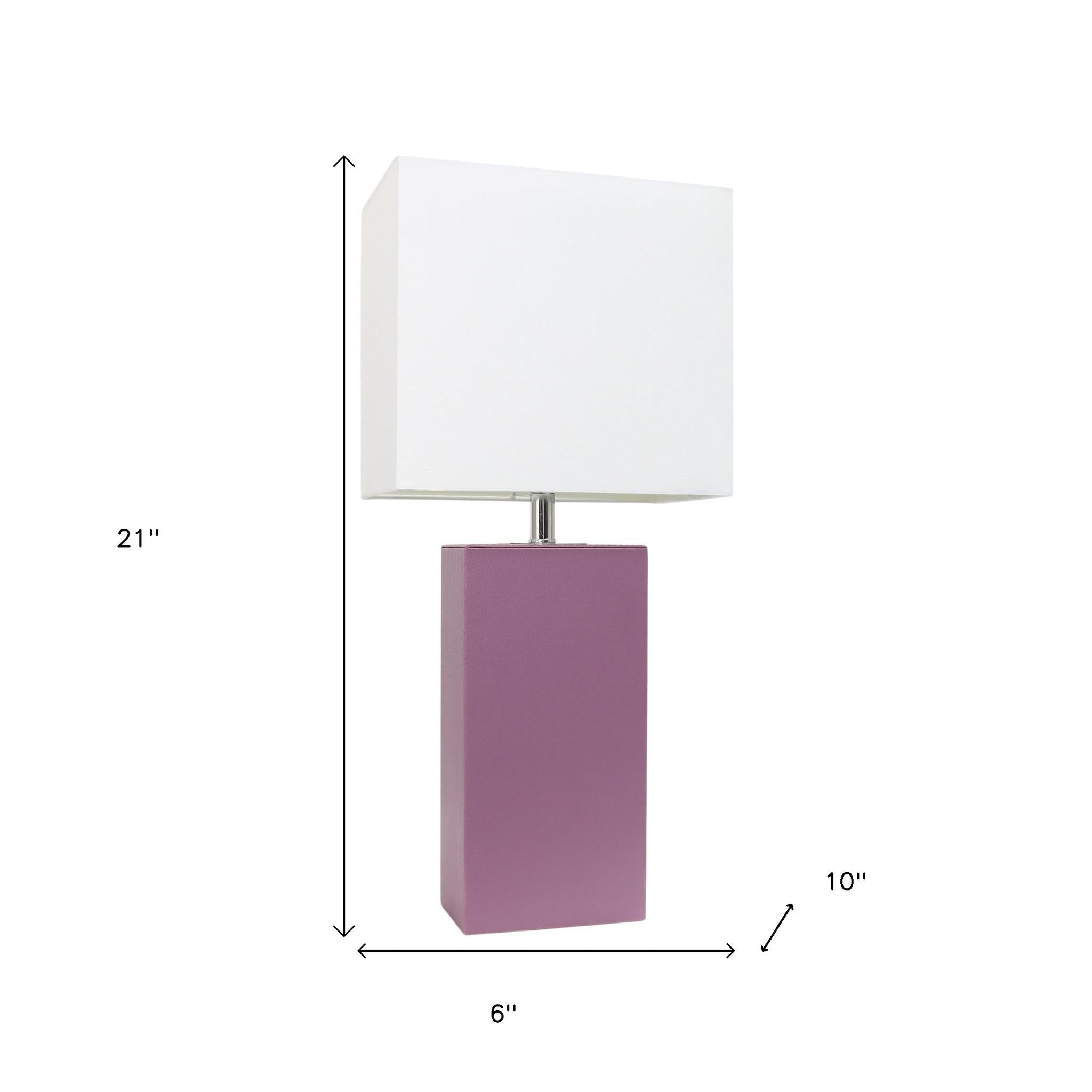 21" Purple Faux Leather Table Lamp LED With White Shade-5