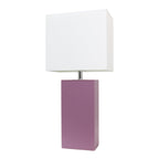 21" Purple Faux Leather Table Lamp LED With White Shade-3