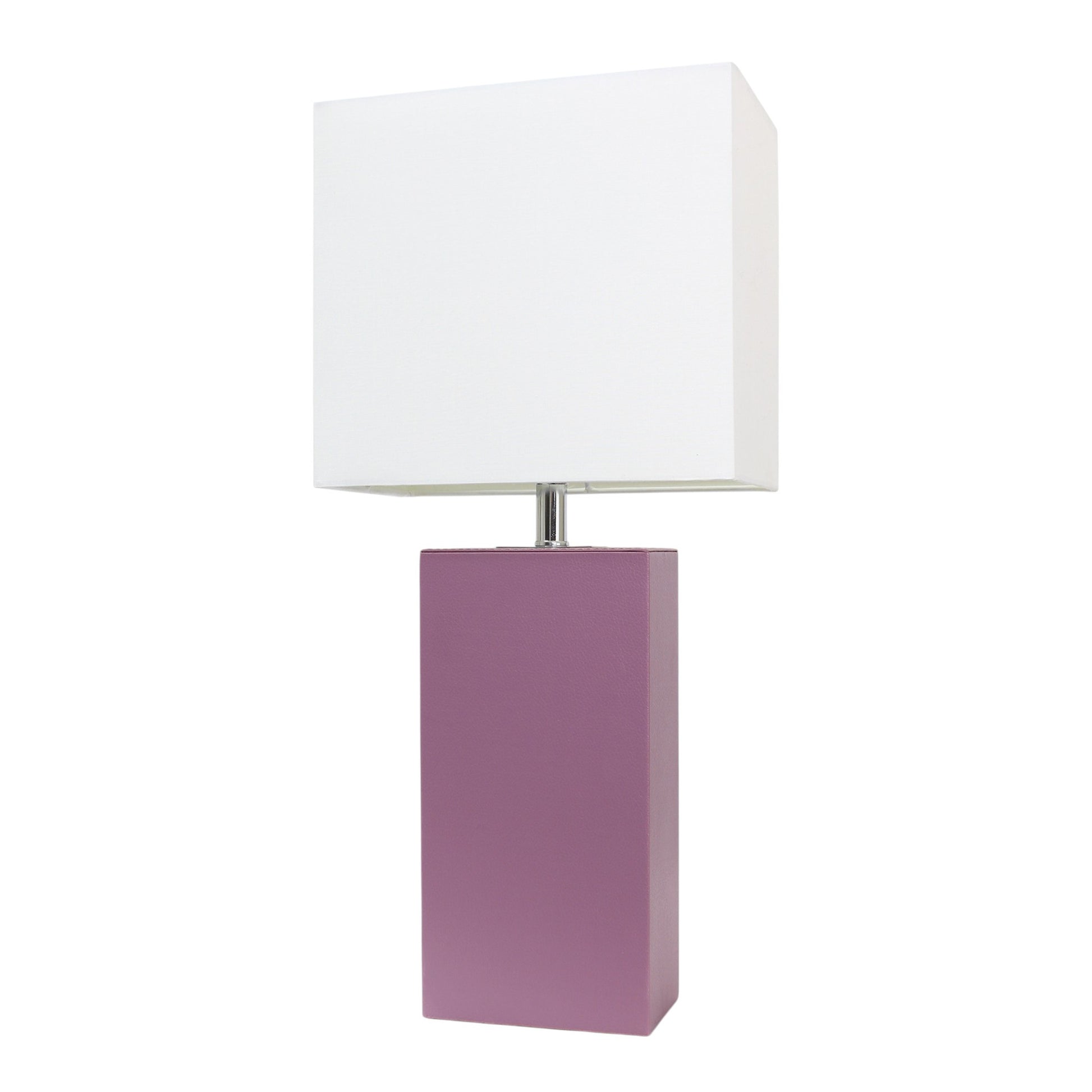21" Purple Faux Leather Table Lamp LED With White Shade-3
