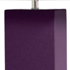 21" Eggplant Faux Leather USB Table Lamp LED With White Shade-4