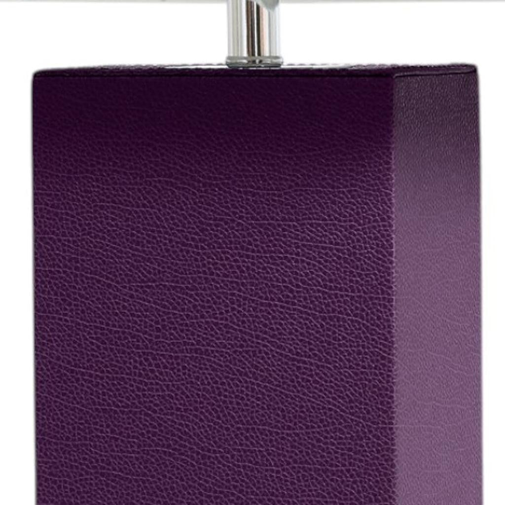 21" Eggplant Faux Leather USB Table Lamp LED With White Shade-4