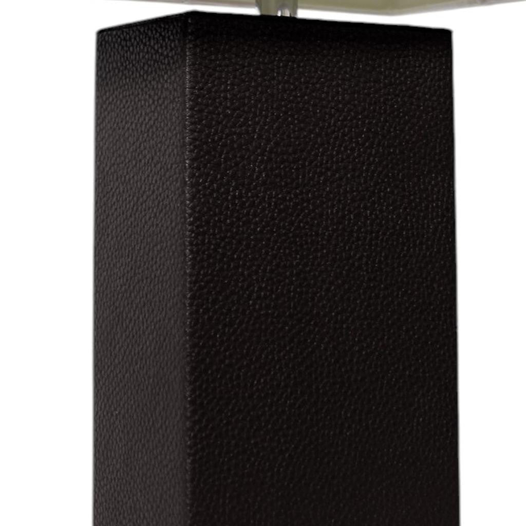 21" Black Faux Leather Table Lamp LED With White Shade-4