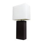21" Black Faux Leather Table Lamp LED With White Shade-3