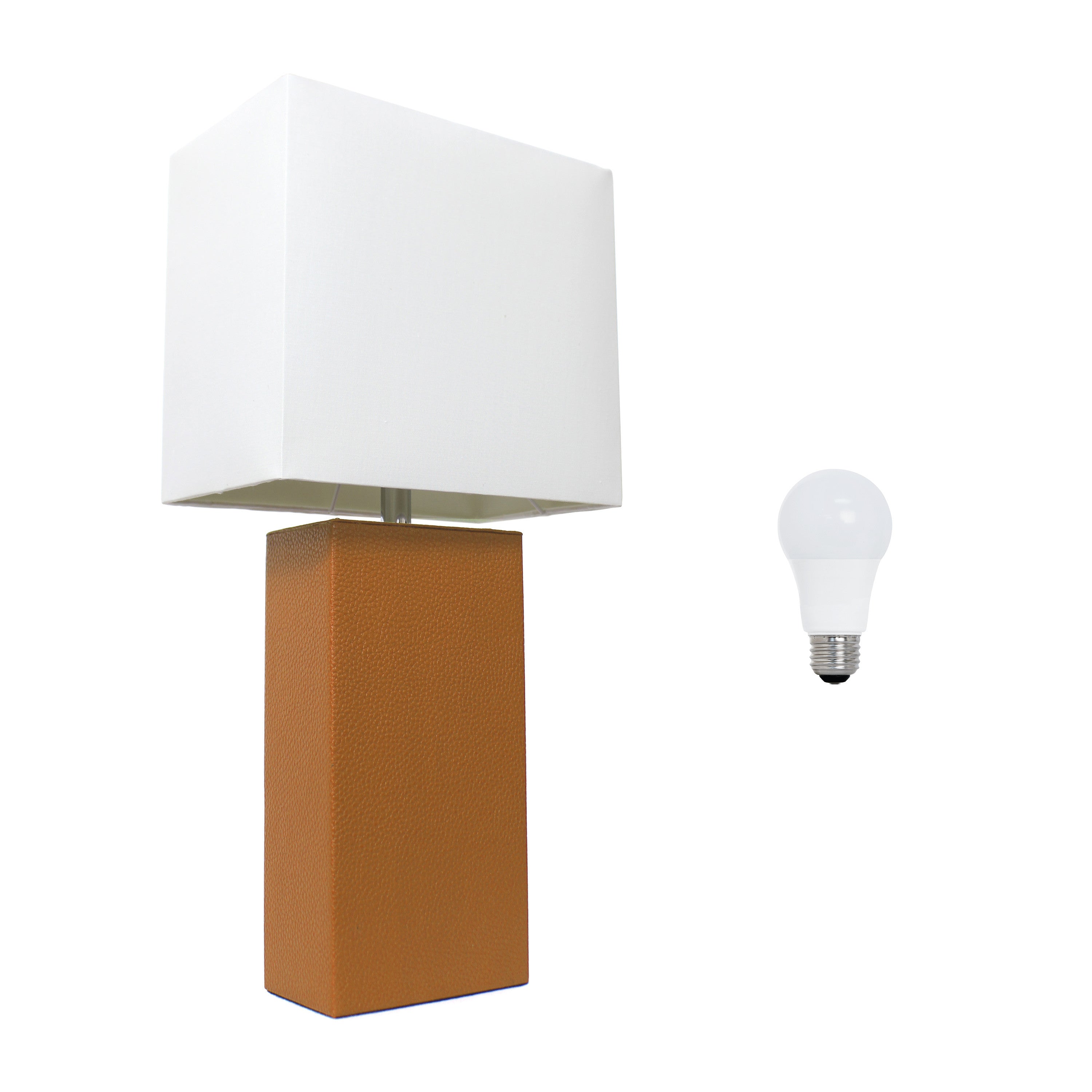 21" Tan Table Lamp LED With White Shade-1