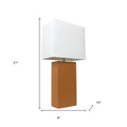 21" Tan Table Lamp LED With White Shade-5