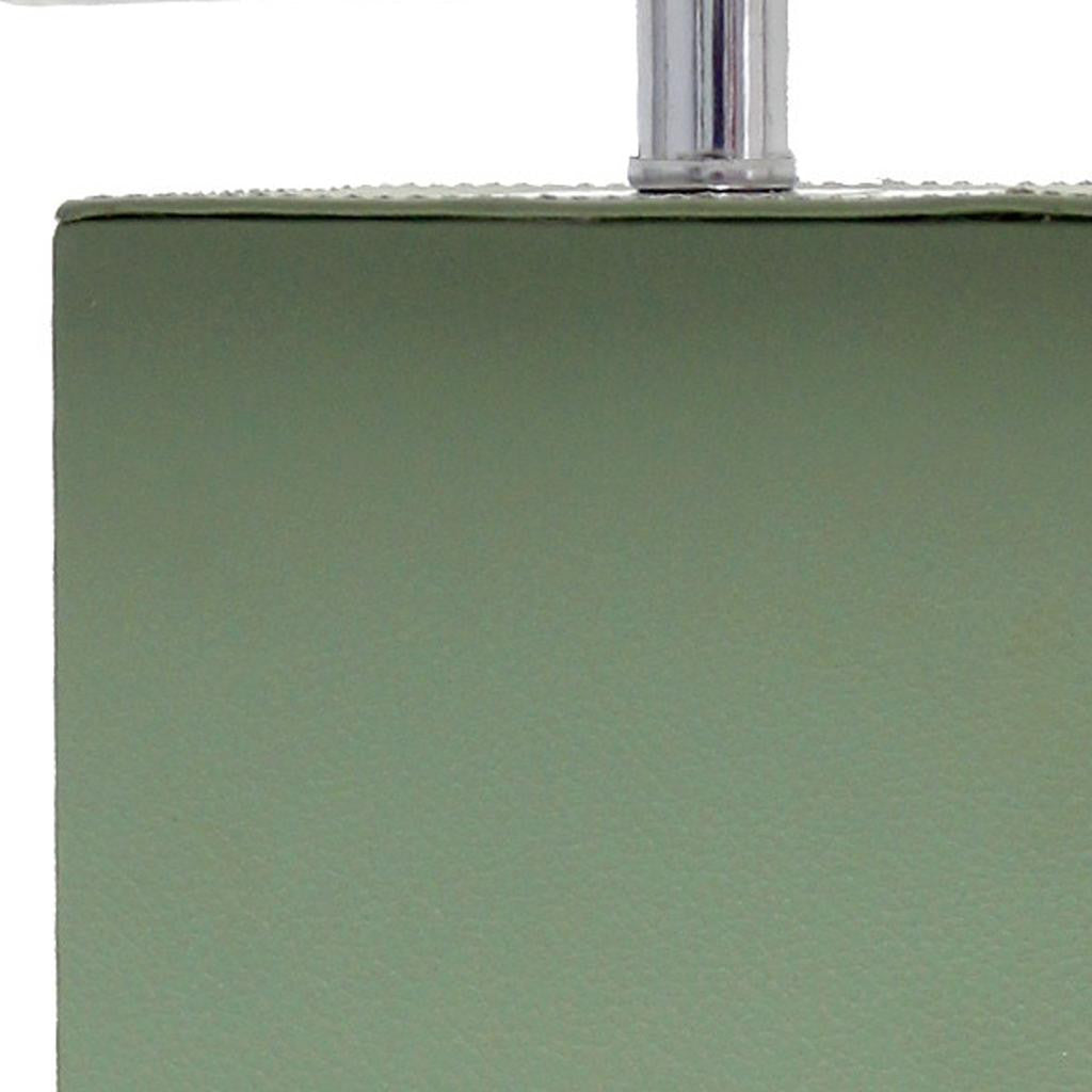 21" Sage Faux Leather USB Table Lamp With White Shade-3