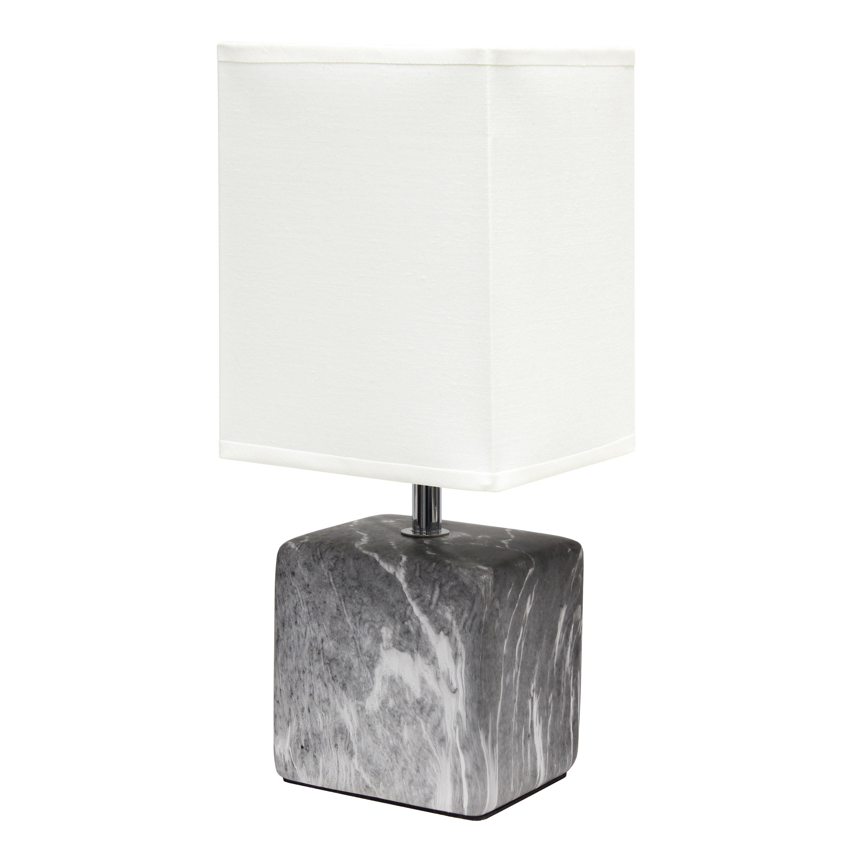 12" White Ceramic Square Table Lamp With White Shade-1