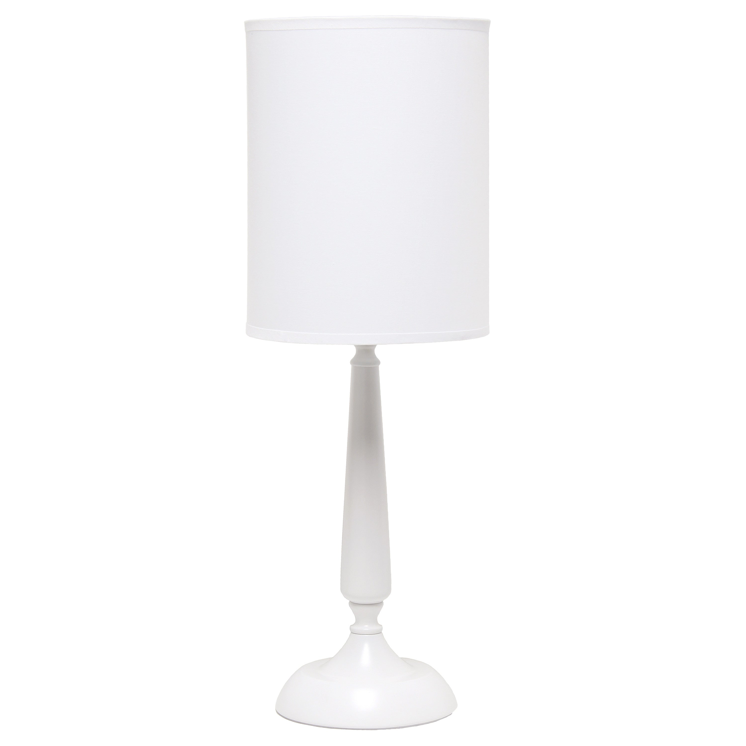 23" White Metal Table Lamp With White Cylinder Shade-1