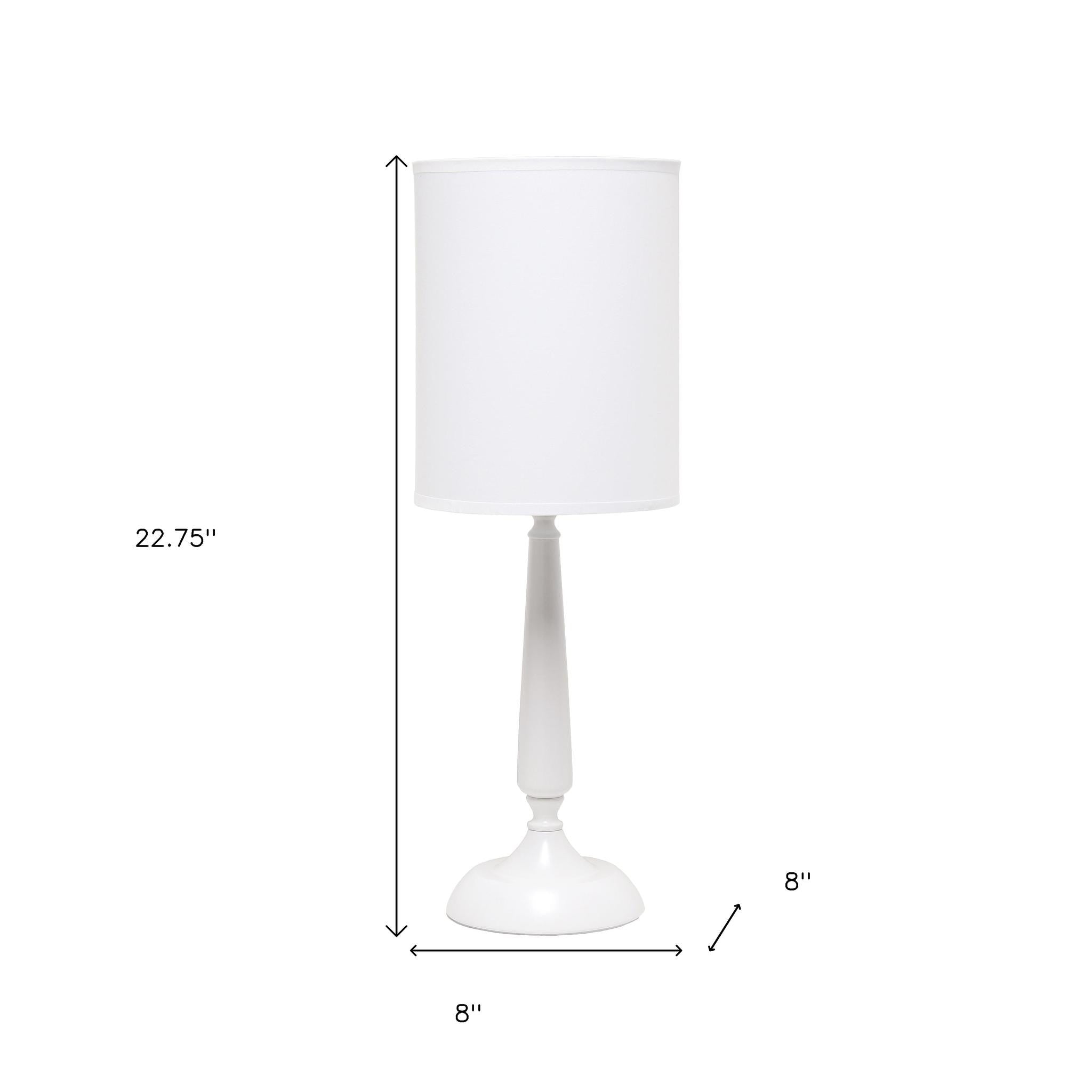 23" White Metal Table Lamp With White Cylinder Shade-5