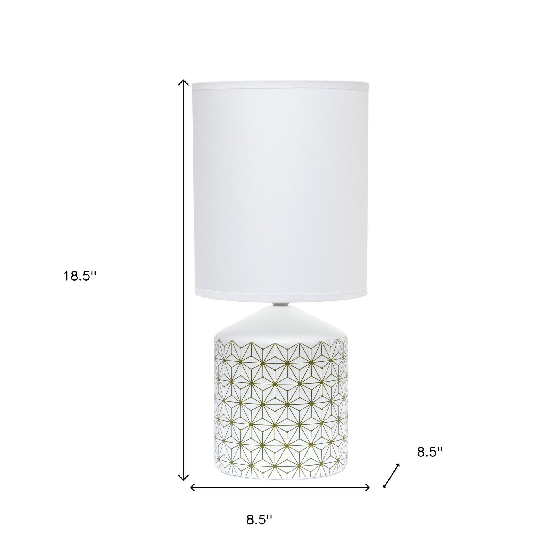 19" White And Gold Ceramic Table Lamp With White Cylinder Shade-4