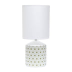 19" White And Gold Ceramic Table Lamp With White Cylinder Shade-3
