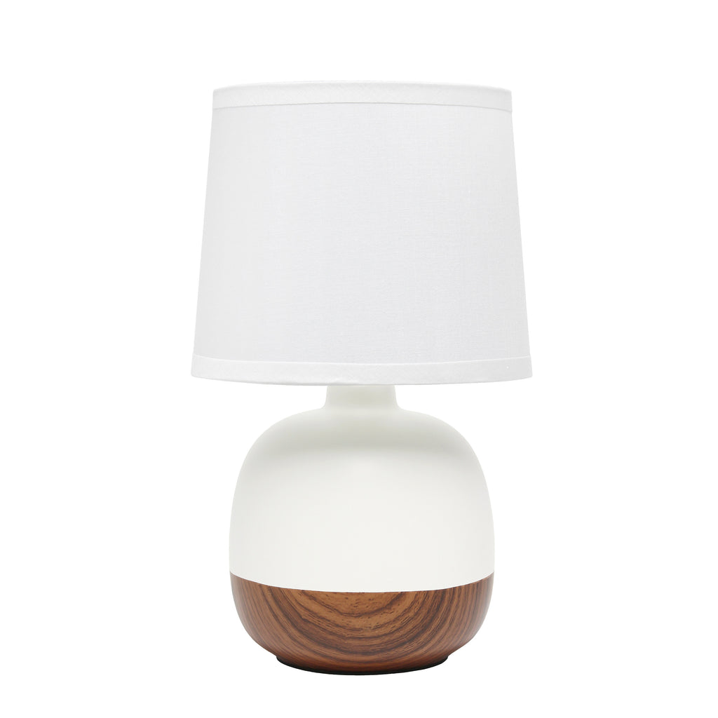 12" Dark Brown Ceramic Round Table Lamp With White Drum Shade-1