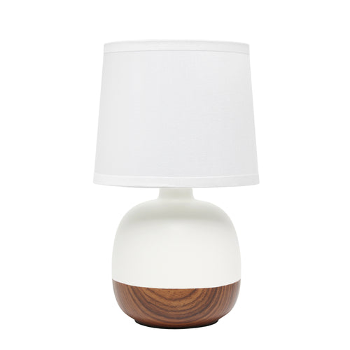12" Dark Brown Ceramic Round Table Lamp With White Drum Shade-1