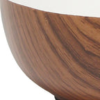 12" Dark Brown Ceramic Round Table Lamp With White Drum Shade-4