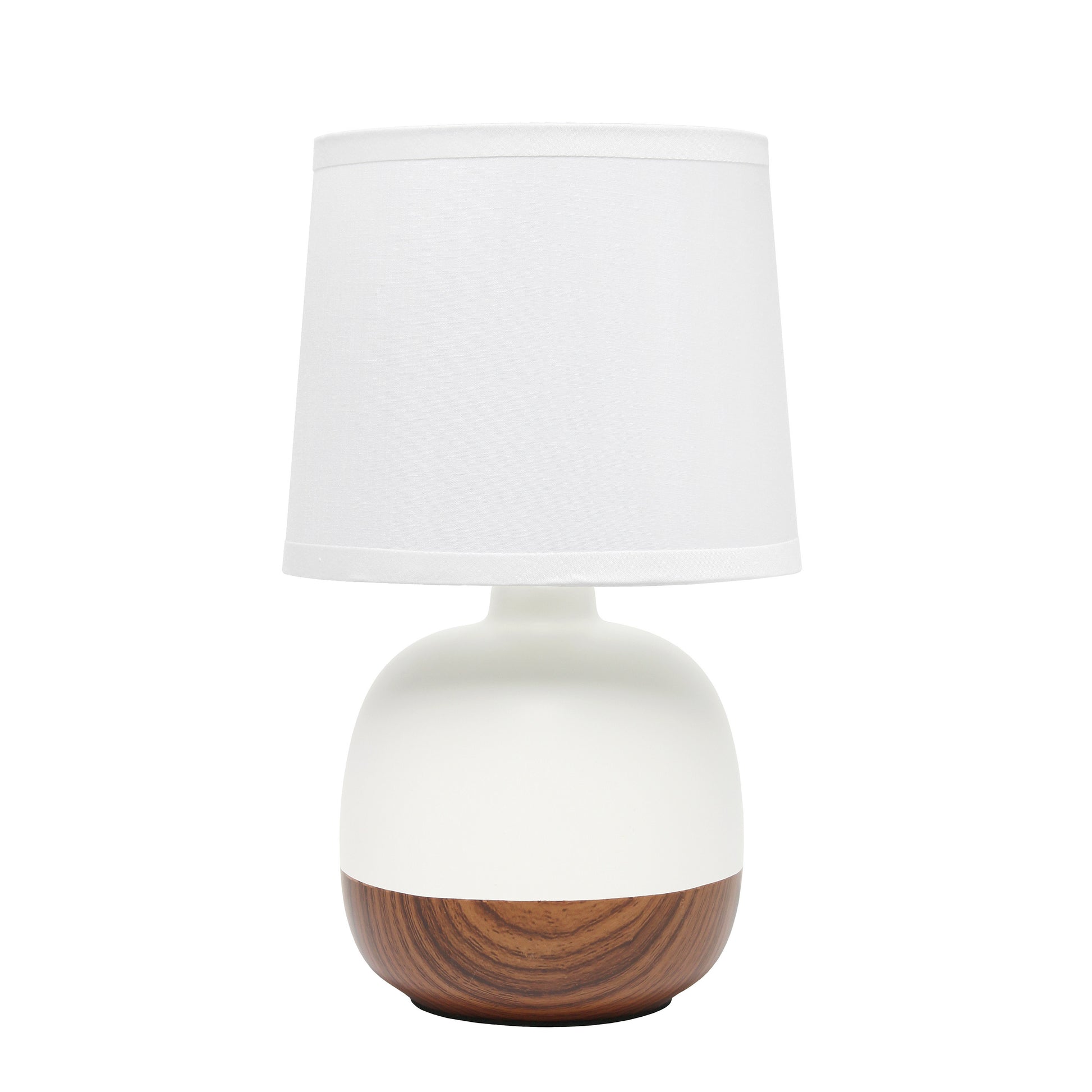 12" Dark Brown Ceramic Round Table Lamp With White Drum Shade-2