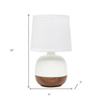 12" Dark Brown Ceramic Round Table Lamp With White Drum Shade-6