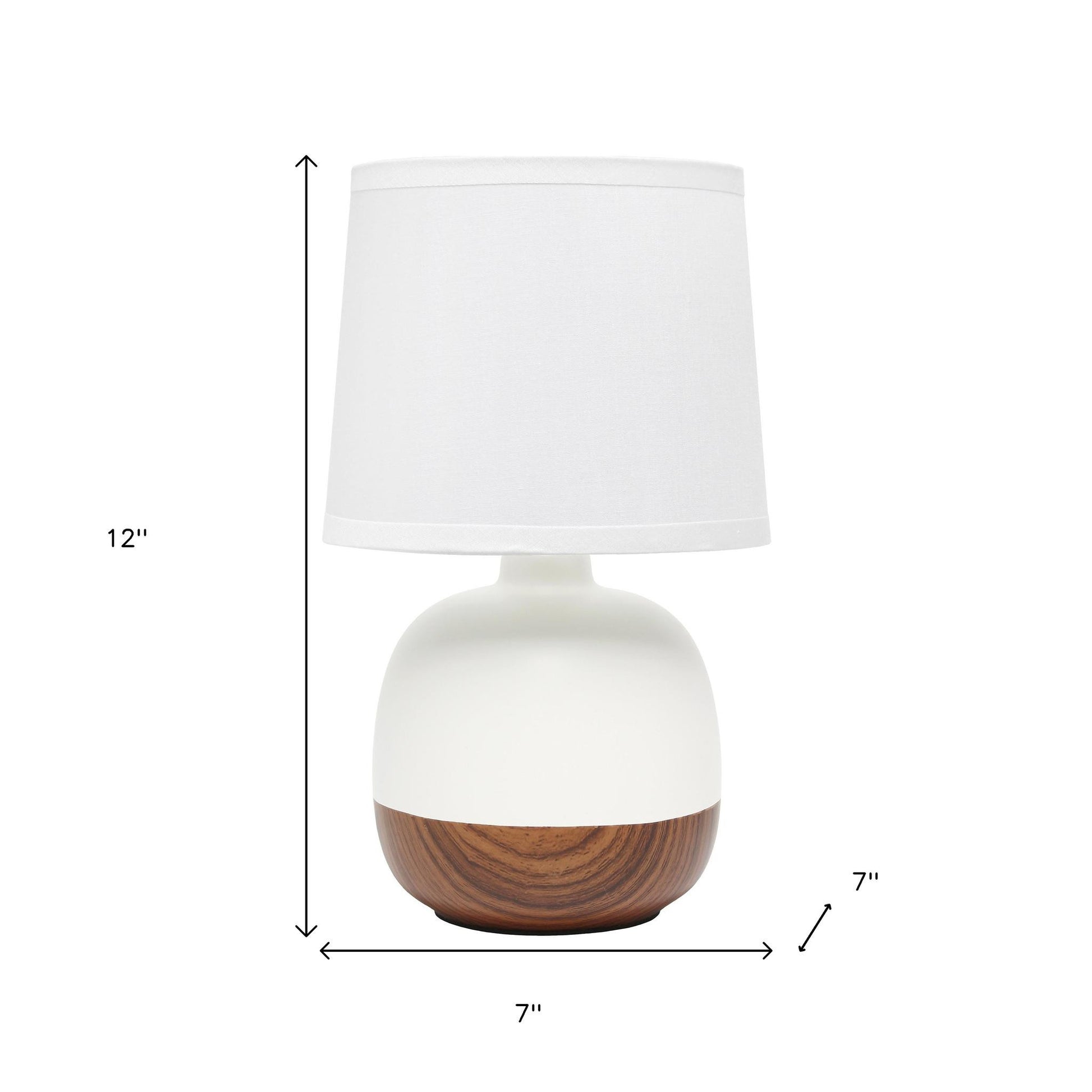 12" Dark Brown Ceramic Round Table Lamp With White Drum Shade-6
