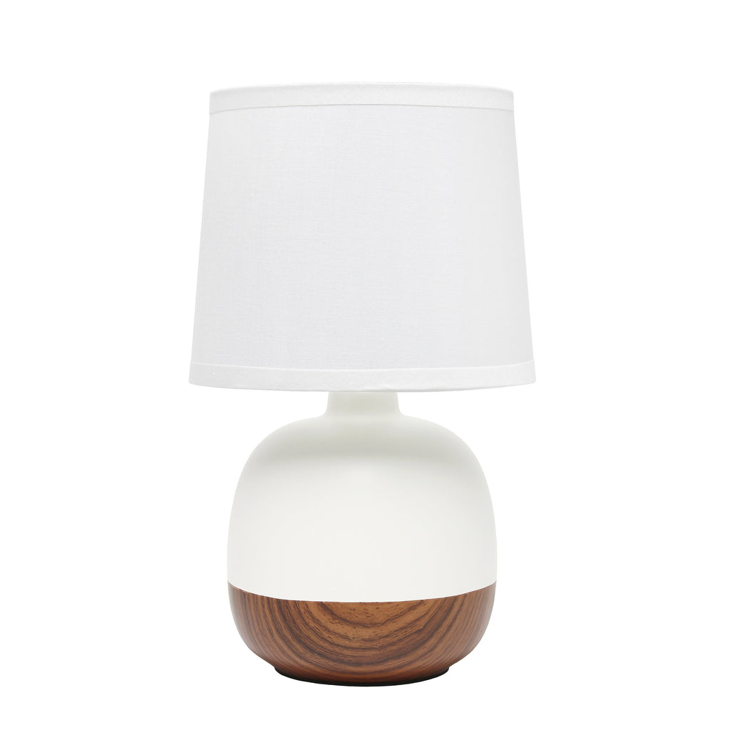12" Dark Brown Ceramic Round Table Lamp With White Drum Shade-3