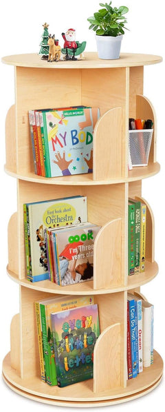 Kids Rotating Corner Bookshelf Three Tier Space Saver-0