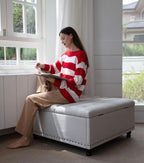 Beige Oversized Storage Ottoman Featuring Lift Top-3