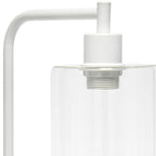 19" White Iron Lantern USB Table Lamp LED With Clear Cylinder Shade-3