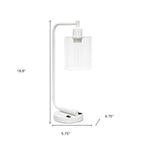 19" White Iron Lantern USB Table Lamp LED With Clear Cylinder Shade-4