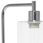 19" Silver Iron Lantern USB Table Lamp LED With Clear Cylinder Shade-3