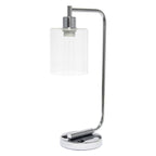 19" Silver Iron Lantern USB Table Lamp LED With Clear Cylinder Shade-2