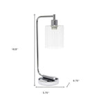 19" Silver Iron Lantern USB Table Lamp LED With Clear Cylinder Shade-4