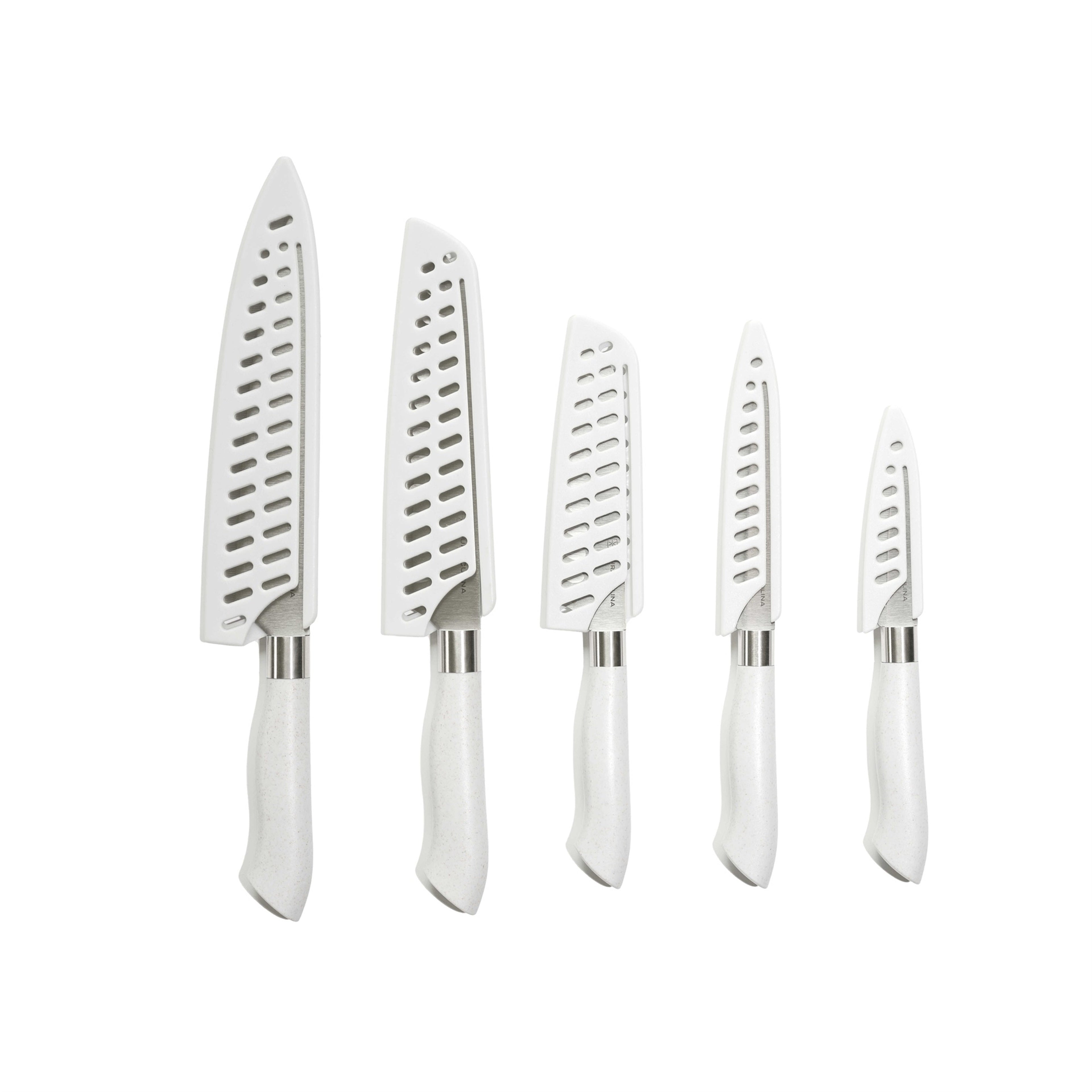 EcoCut 10 Piece Kitchen Knife Set With Blade Guards, Grey-1