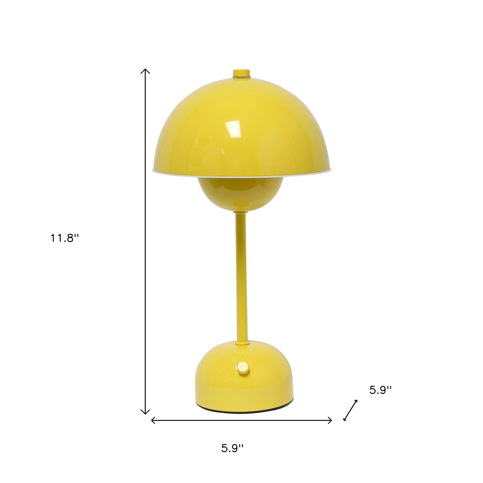 12" Yellow Metal Table Lamp-4