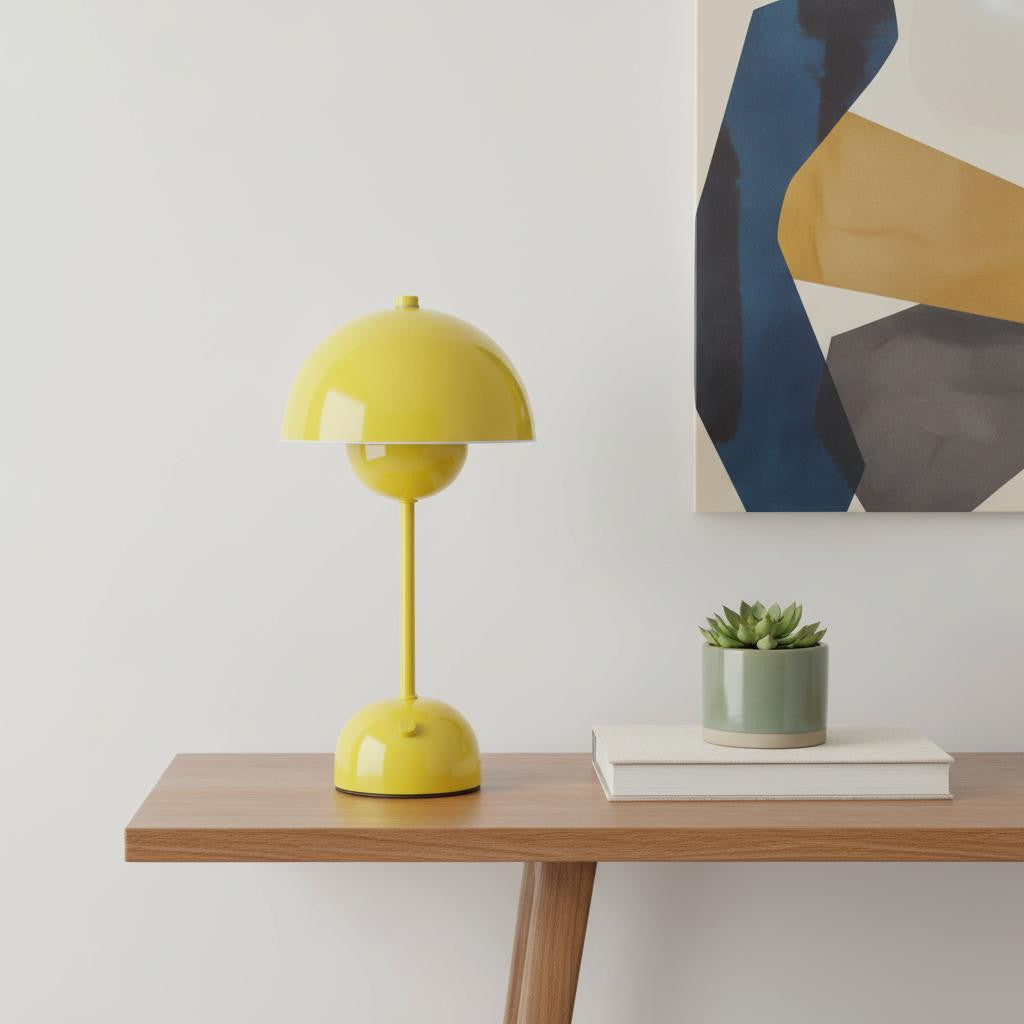 12" Yellow Metal Table Lamp-0