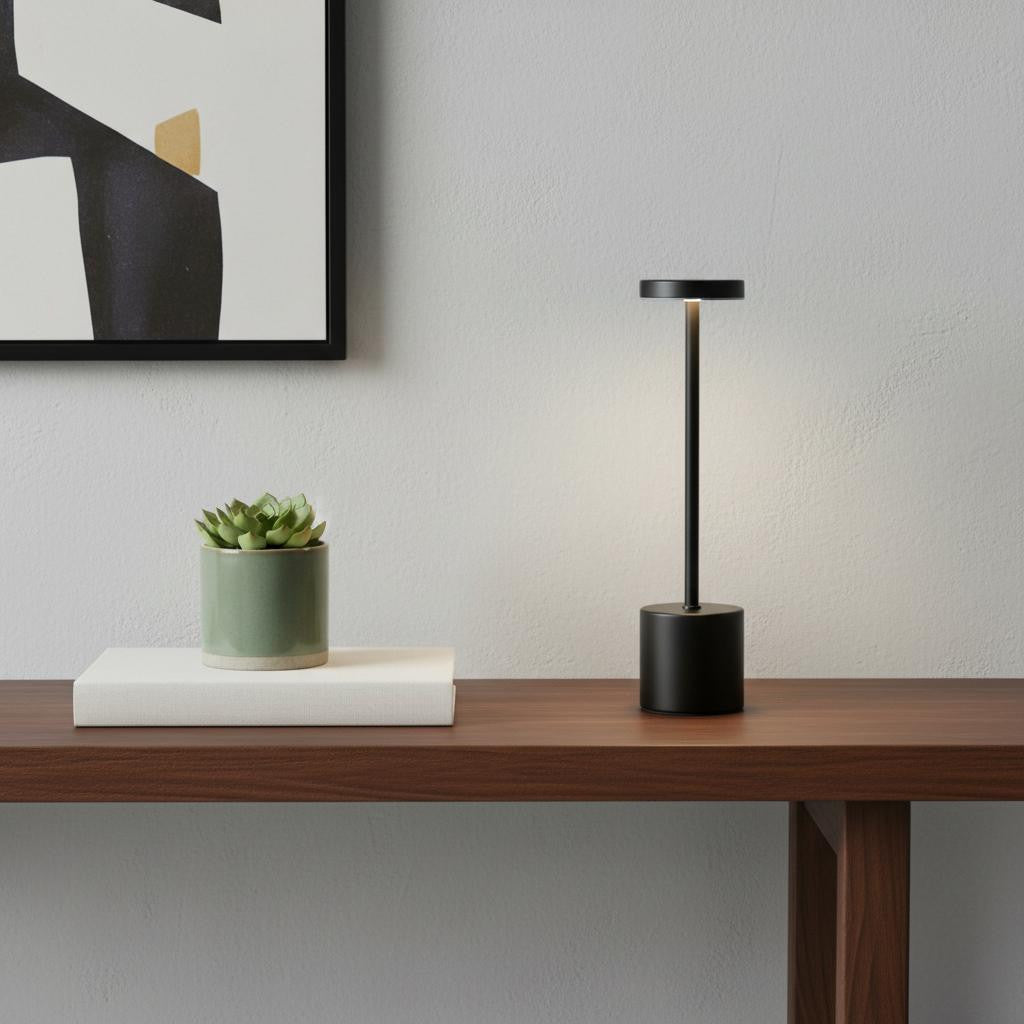 13" Black Metal Table Lamp-0