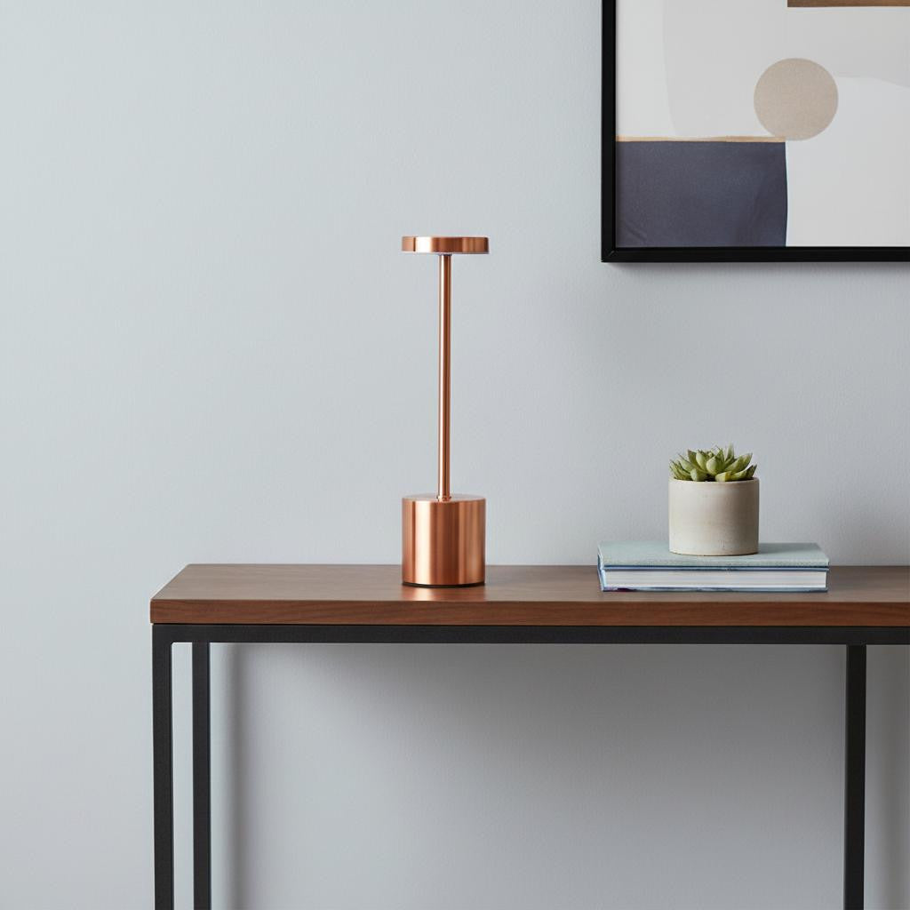 13" Copper Metal Table Lamp-0