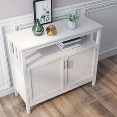 White Buffet Cabinet With 2 Doors And Adjustable Shelf-1